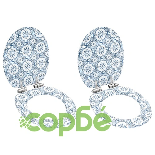 Тоалетни седалки с плавно затваряне, 2 бр, МДФ, дизайн порцелан ➤ топ цена ➤ sorbe.bg