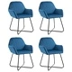 Трапезни столове, 4 бр, сини, кадифе