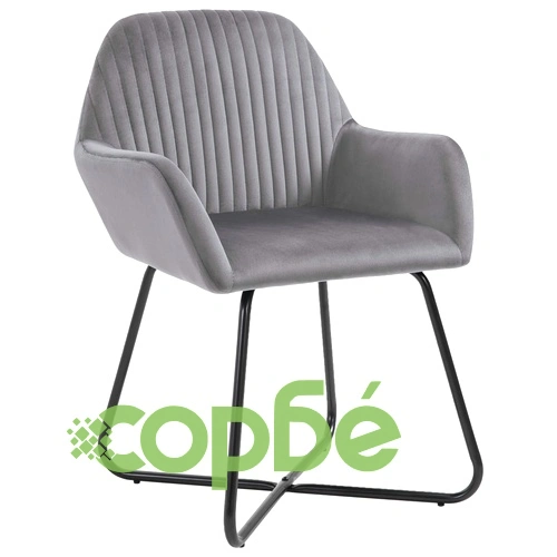 Трапезни столове, 4 бр, сиви, кадифе ➤ топ цена ➤ sorbe.bg