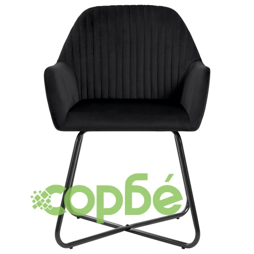 Трапезни столове, 4 бр, черни, кадифе ➤ топ цена ➤ sorbe.bg