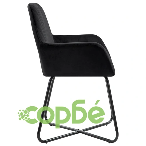 Трапезни столове, 4 бр, черни, кадифе ➤ топ цена ➤ sorbe.bg