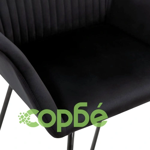 Трапезни столове, 4 бр, черни, кадифе ➤ топ цена ➤ sorbe.bg