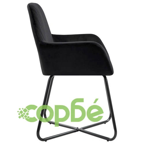 Трапезни столове, 6 бр, черни, кадифе ➤ топ цена ➤ sorbe.bg