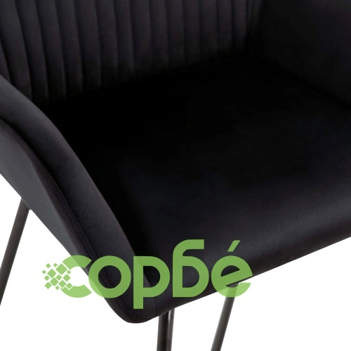 Трапезни столове, 6 бр, черни, кадифе ➤ топ цена ➤ sorbe.bg