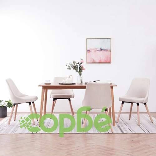 Трапезни столове, 4 бр, кремави, плат ➤ топ цена ➤ sorbe.bg