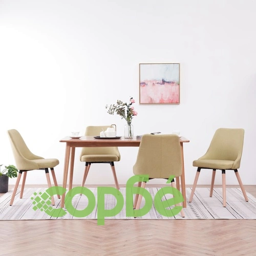 Трапезни столове, 4 бр, зелени, текстил ➤ топ цена ➤ sorbe.bg