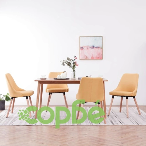 Трапезни столове, 4 бр, жълти, текстил ➤ топ цена ➤ sorbe.bg