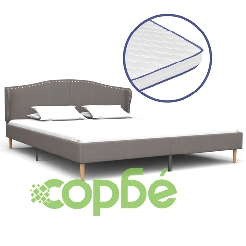 Легло с матрак от мемори пяна, светлосиво, плат, 180x200 см ➤ топ цена ➤ sorbe.bg