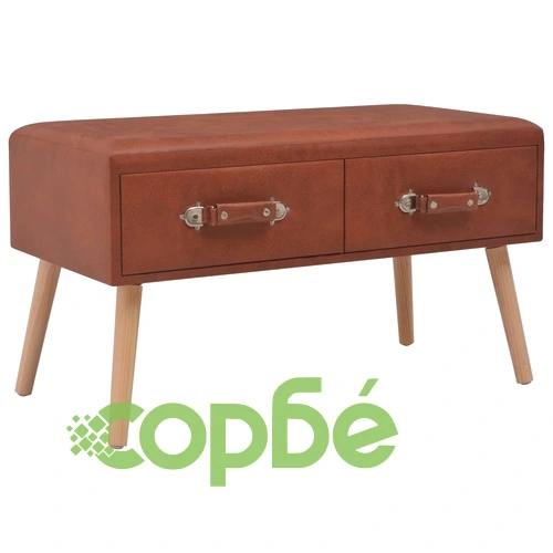 Пейка с чекмеджета, 80 см, кафява, изкуствена кожа ➤ топ цена ➤ sorbe.bg