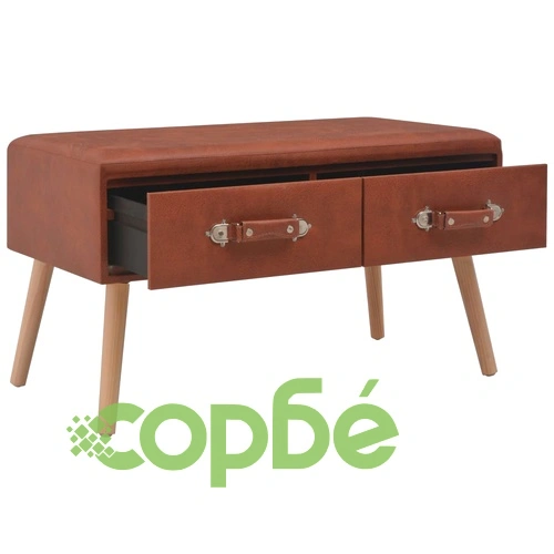 Пейка с чекмеджета, 80 см, кафява, изкуствена кожа ➤ топ цена ➤ sorbe.bg