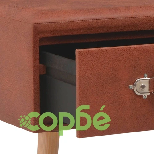 Пейка с чекмеджета, 80 см, кафява, изкуствена кожа ➤ топ цена ➤ sorbe.bg