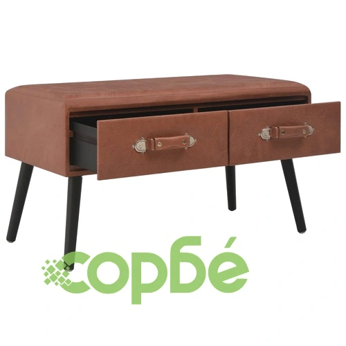 Пейка с чекмеджета, 80 см, тъмнокафява, изкуствена кожа ➤ топ цена ➤ sorbe.bg