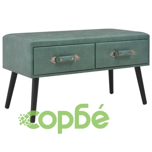 Пейка с чекмеджета, 80 см, морско зелена, изкуствена кожа ➤ топ цена ➤ sorbe.bg