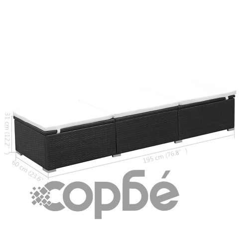Шезлонги с шалтета, 2 бр, полиратан, черни ➤ топ цена ➤ sorbe.bg