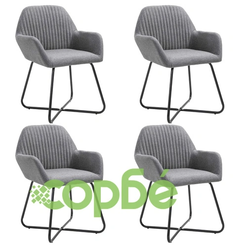 Трапезни столове, 4 бр, тъмносиви, текстил ➤ топ цена ➤ sorbe.bg