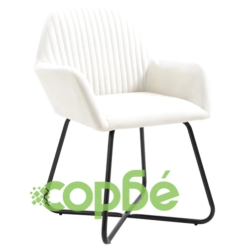 Трапезни столове, 4 бр, кремави, текстил ➤ топ цена ➤ sorbe.bg