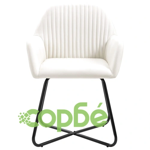 Трапезни столове, 4 бр, кремави, текстил ➤ топ цена ➤ sorbe.bg