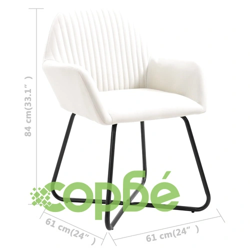 Трапезни столове, 4 бр, кремави, текстил ➤ топ цена ➤ sorbe.bg