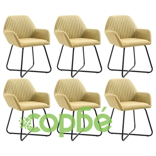 Трапезни столове, 6 бр, зелени, текстил ➤ топ цена ➤ sorbe.bg