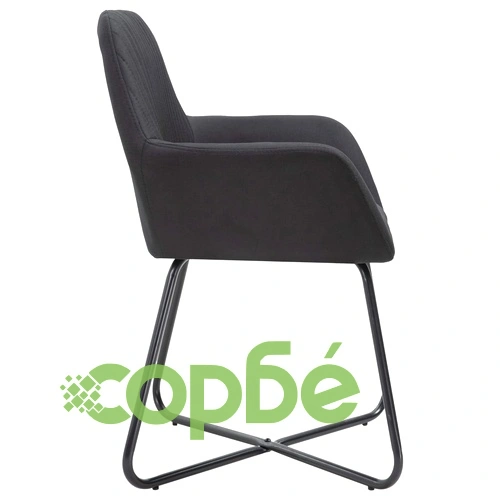 Трапезни столове, 6 бр, черни, текстил ➤ топ цена ➤ sorbe.bg