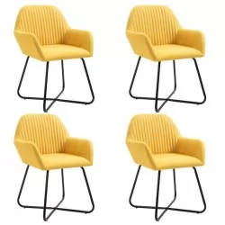 Трапезни столове, 4 бр, жълти, плат