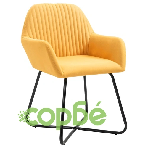 Трапезни столове, 4 бр, жълти, текстил ➤ топ цена ➤ sorbe.bg