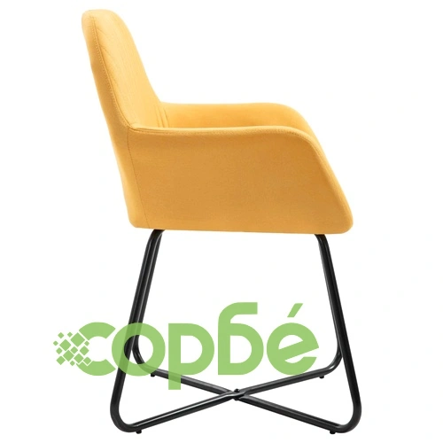 Трапезни столове, 4 бр, жълти, текстил ➤ топ цена ➤ sorbe.bg