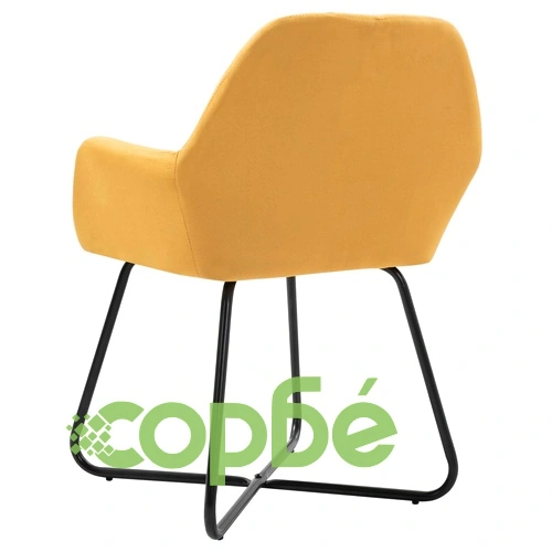 Трапезни столове, 4 бр, жълти, текстил ➤ топ цена ➤ sorbe.bg