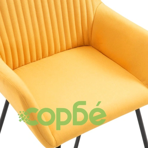 Трапезни столове, 4 бр, жълти, текстил ➤ топ цена ➤ sorbe.bg
