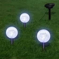Градински лампи, 6 бр, LED, с анкери и соларни панели