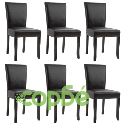 277161  Dining Chairs 6 pcs Dark Brown Faux Leather (3x249040) ➤ топ цена ➤ sorbe.bg