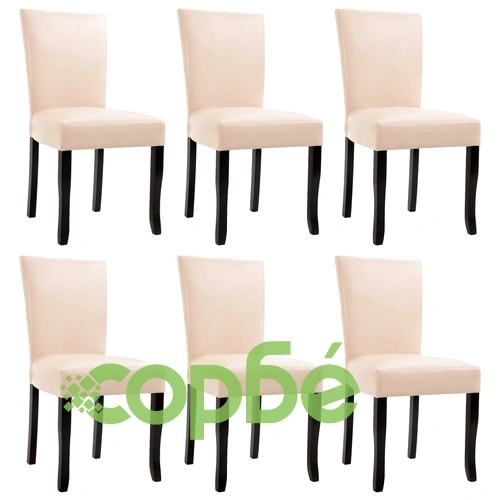277163  Dining Chairs 6 pcs Cream Faux Leather (3x249041) ➤ топ цена ➤ sorbe.bg