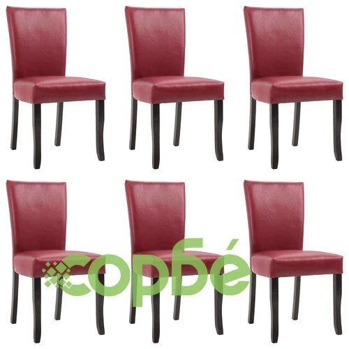 277165  Dining Chairs 6 pcs Wine Red Faux Leather (3x249042) ➤ топ цена ➤ sorbe.bg