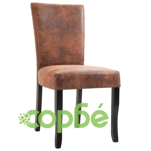 277167  Dining Chairs 6 pcs Brown Faux Suede Leather (3x249043) ➤ топ цена ➤ sorbe.bg