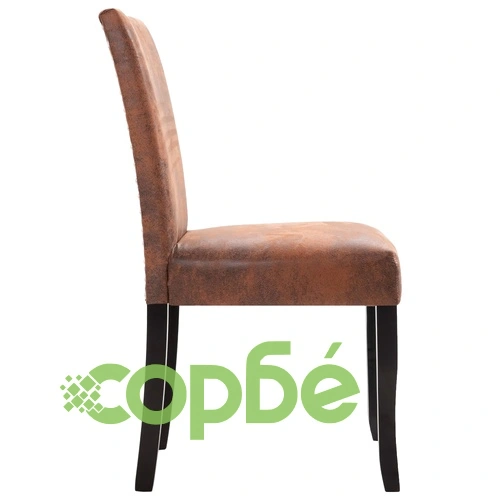 277167  Dining Chairs 6 pcs Brown Faux Suede Leather (3x249043) ➤ топ цена ➤ sorbe.bg