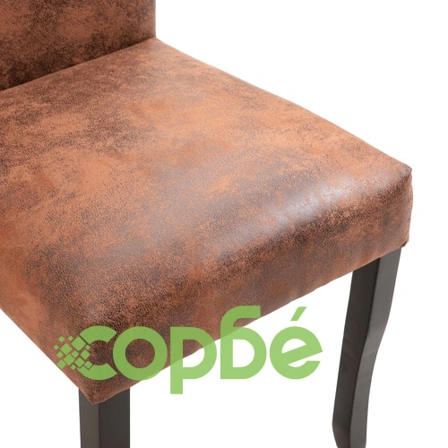 277167  Dining Chairs 6 pcs Brown Faux Suede Leather (3x249043) ➤ топ цена ➤ sorbe.bg
