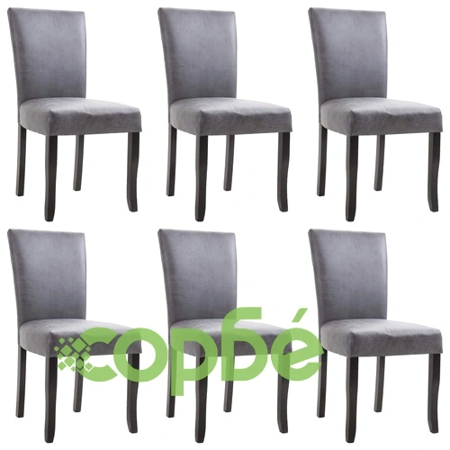 277169  Dining Chairs 6 pcs Grey Faux Suede Leather (3x249044) ➤ топ цена ➤ sorbe.bg