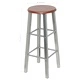 Бар табуретки, 4 бр, сребристо и кафяво, МДФ