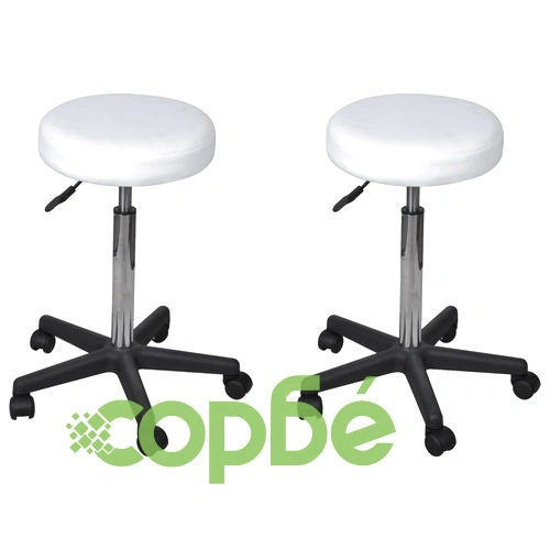 Офис табуретки, 2 бр, бели, 35,5x84 см, изкуствена кожа ➤ топ цена ➤ sorbe.bg