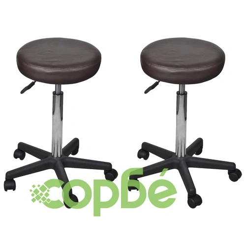 Офис табуретки, 2 бр, кафяви, 35,5x84 см, изкуствена кожа ➤ топ цена ➤ sorbe.bg