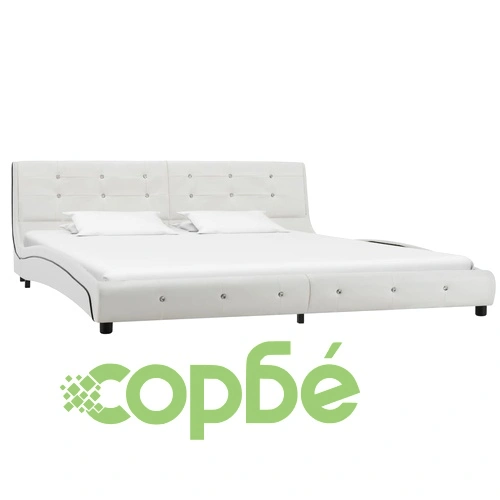 Легло с мемори матрак, бяло, изкуствена кожа, 180x200 см ➤ топ цена ➤ sorbe.bg