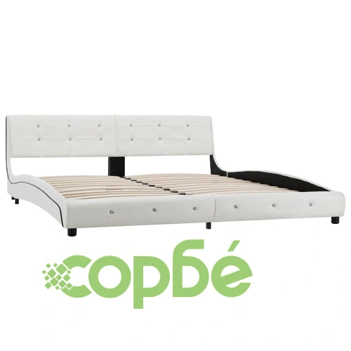 Легло с мемори матрак, бяло, изкуствена кожа, 180x200 см ➤ топ цена ➤ sorbe.bg