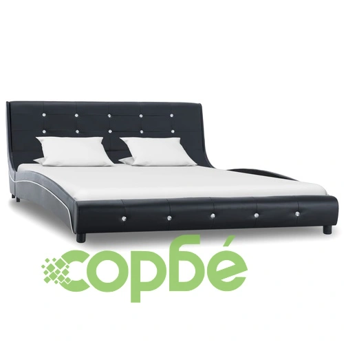 Легло с мемори матрак, черно, изкуствена кожа, 140x200 см ➤ топ цена ➤ sorbe.bg