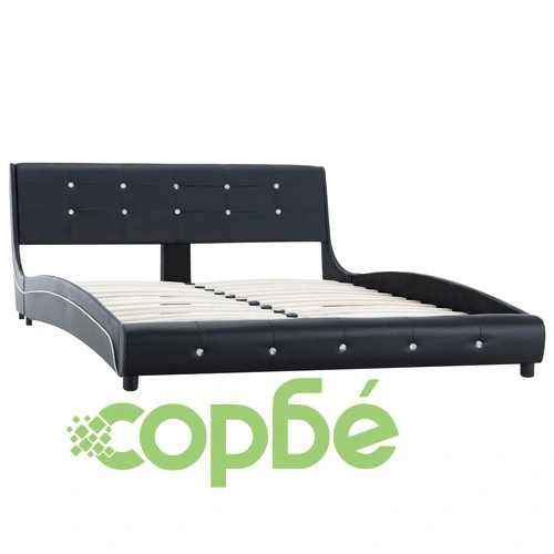 Легло с мемори матрак, черно, изкуствена кожа, 140x200 см ➤ топ цена ➤ sorbe.bg