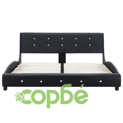 Легло с мемори матрак, черно, изкуствена кожа, 140x200 см ➤ топ цена ➤ sorbe.bg