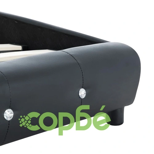 Легло с мемори матрак, черно, изкуствена кожа, 140x200 см ➤ топ цена ➤ sorbe.bg