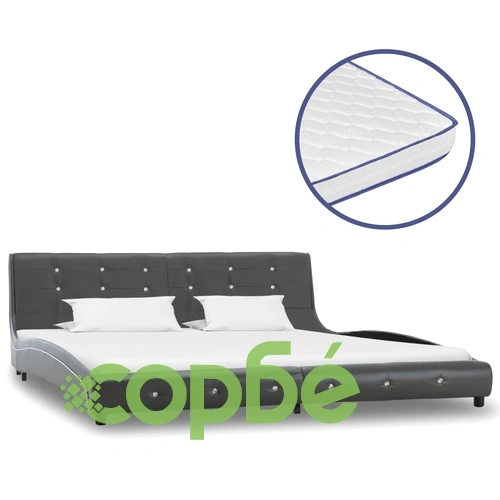 Легло с мемори матрак, сиво, изкуствена кожа, 180x200 см ➤ топ цена ➤ sorbe.bg