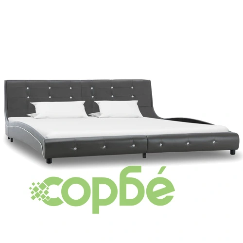 Легло с мемори матрак, сиво, изкуствена кожа, 180x200 см ➤ топ цена ➤ sorbe.bg