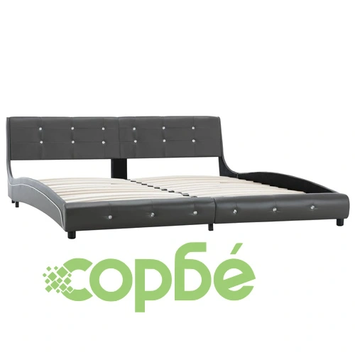 Легло с мемори матрак, сиво, изкуствена кожа, 180x200 см ➤ топ цена ➤ sorbe.bg