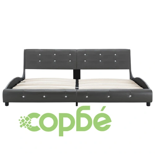 Легло с мемори матрак, сиво, изкуствена кожа, 180x200 см ➤ топ цена ➤ sorbe.bg